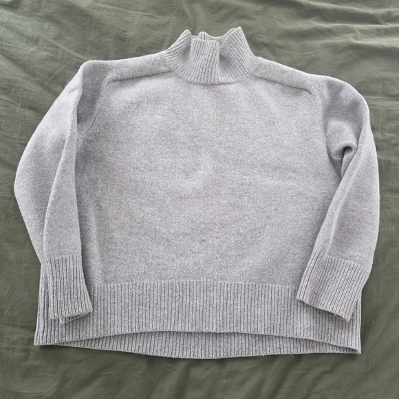 Women's Gray Turtleneck Wool Sweater - Picture 2 of 6